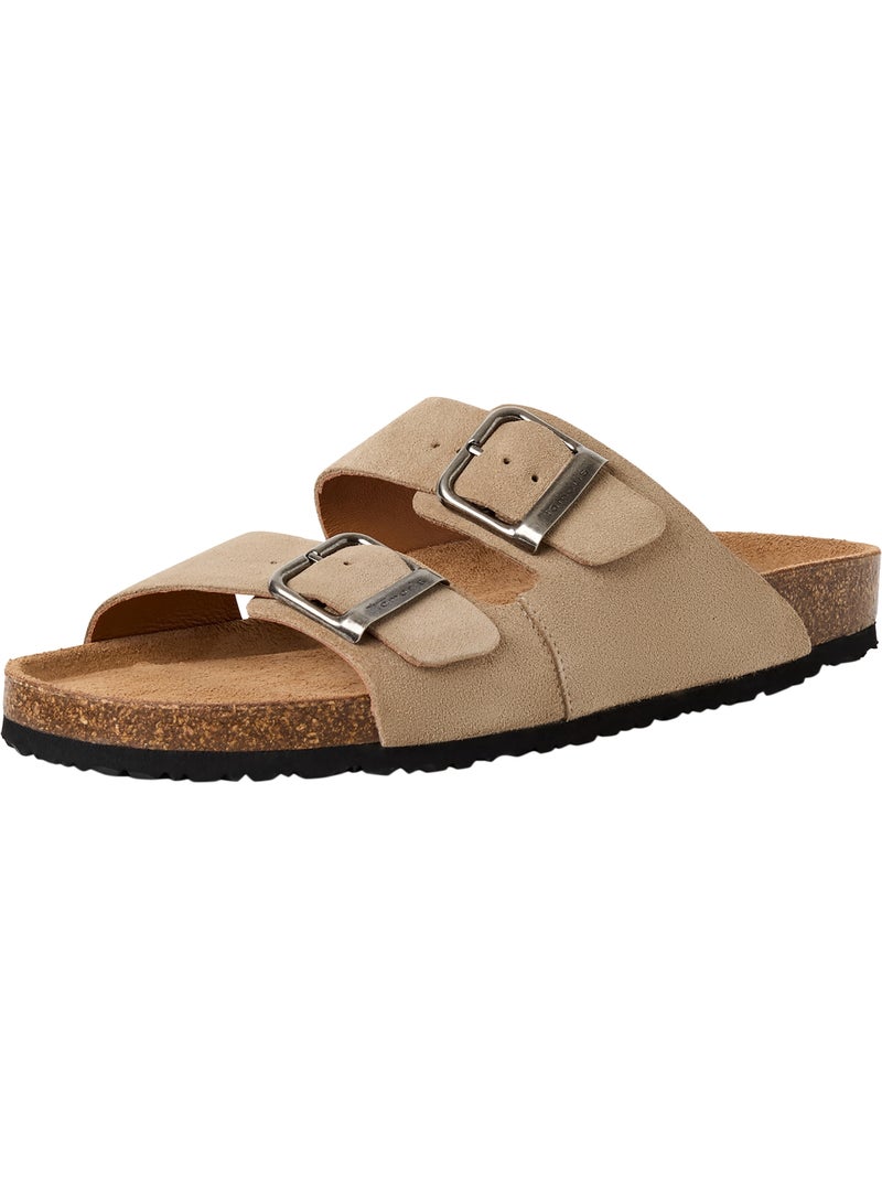 Mules Plate Cuir Tamaris Beige - Kiabi