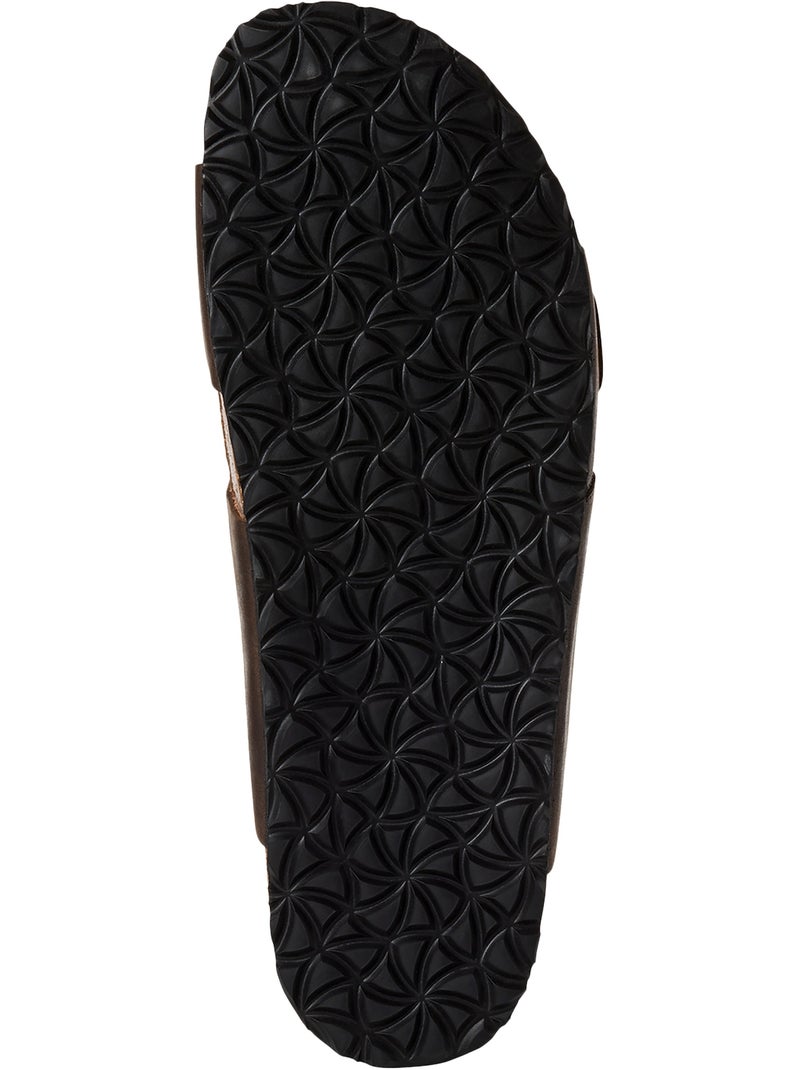 Mules Plate Cuir Tamaris Marron - Kiabi