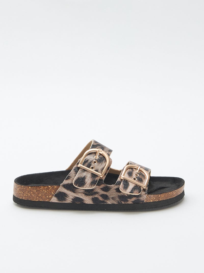Mules plateforme double bride Marron - Kiabi
