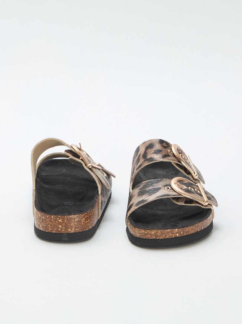 Mules plateforme double bride Marron - Kiabi