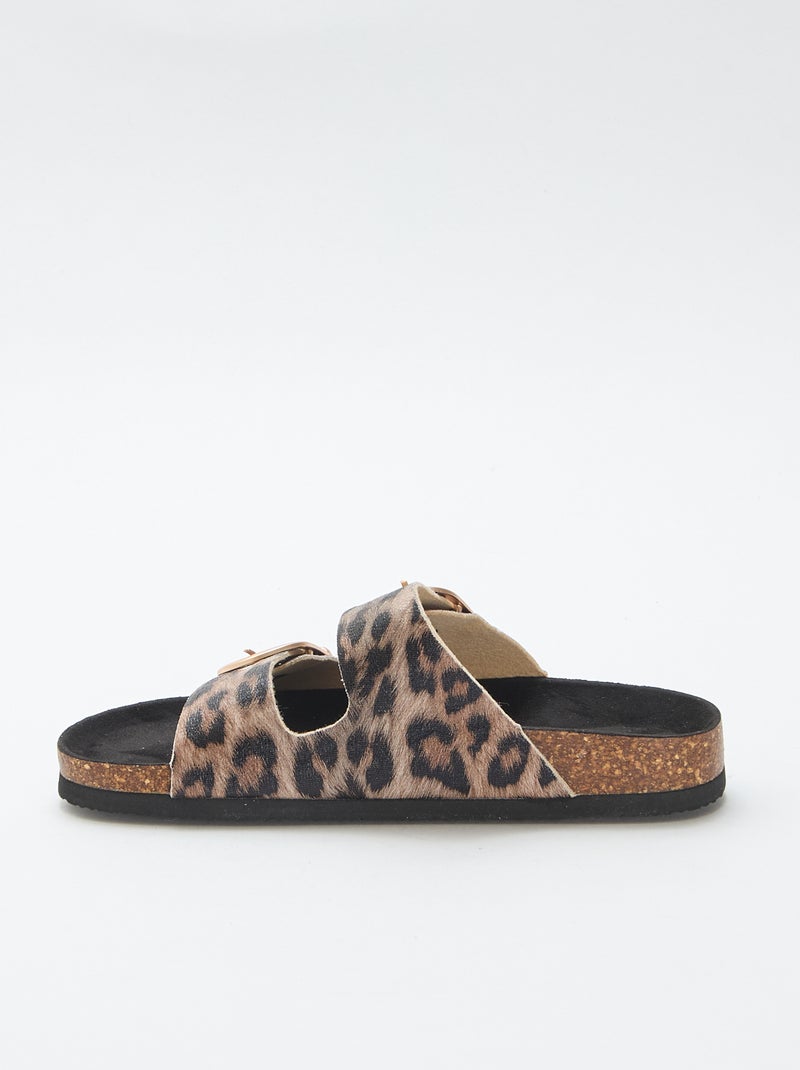 Mules plateforme double bride Marron - Kiabi