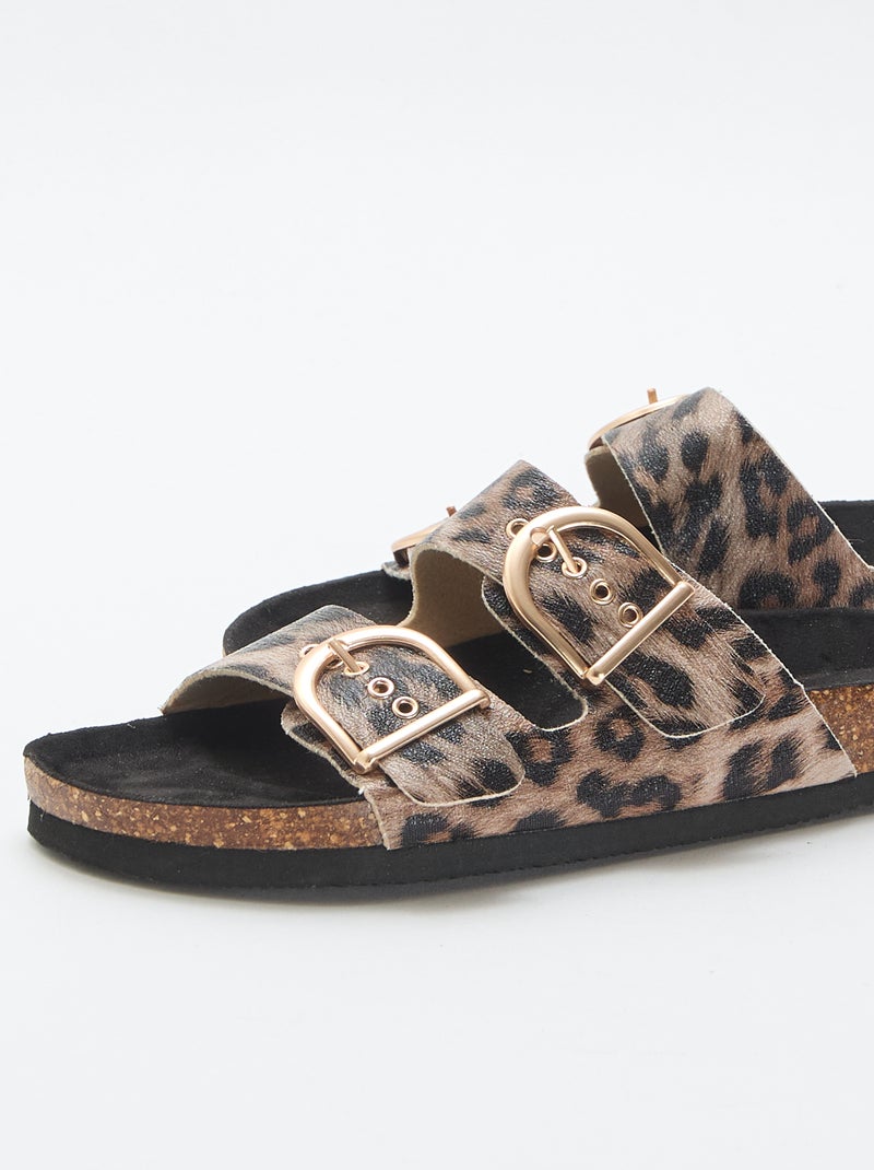 Mules plateforme double bride Marron - Kiabi