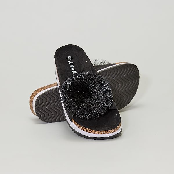 mules plateforme noir