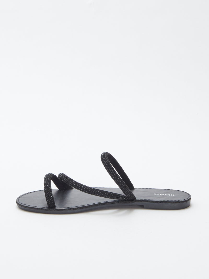 Mules plates à strass NOIR - Kiabi