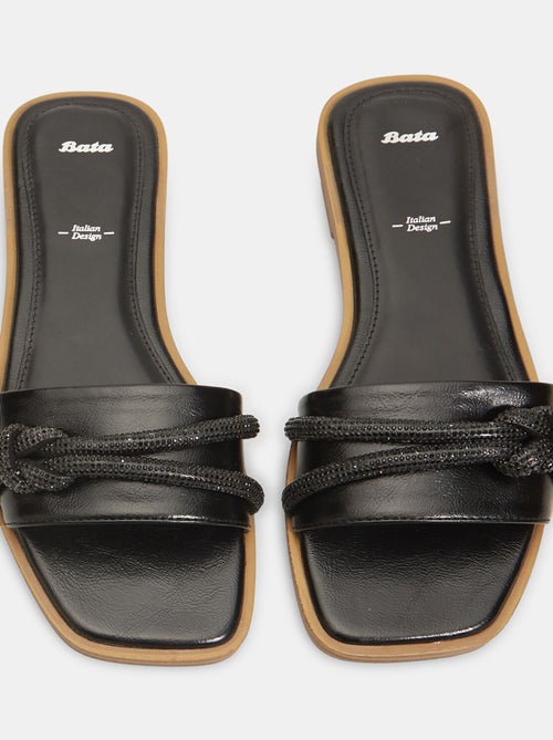 Mules plates avec bandes bijoux BATA - Kiabi