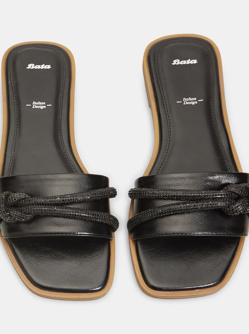 Mules plates avec bandes bijoux BATA Noir - Kiabi