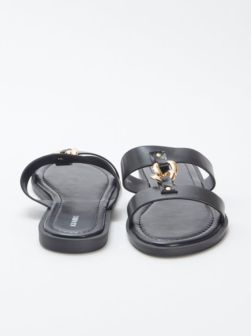 Mules plates avec bijoux fantaisies NOIR - Kiabi