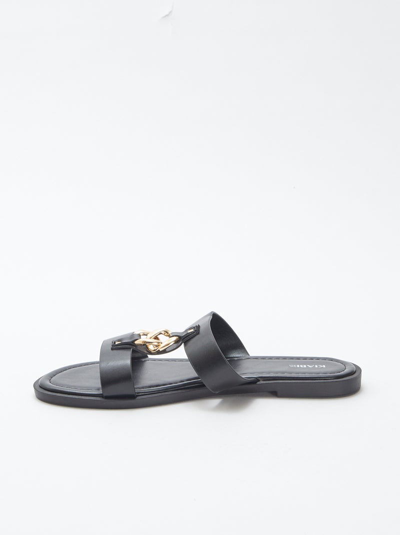 Mules plates avec bijoux fantaisies NOIR - Kiabi