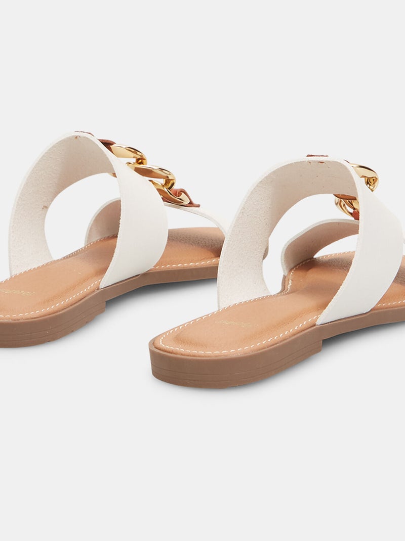 Mules plates avec chaîne BATA Blanc - Kiabi