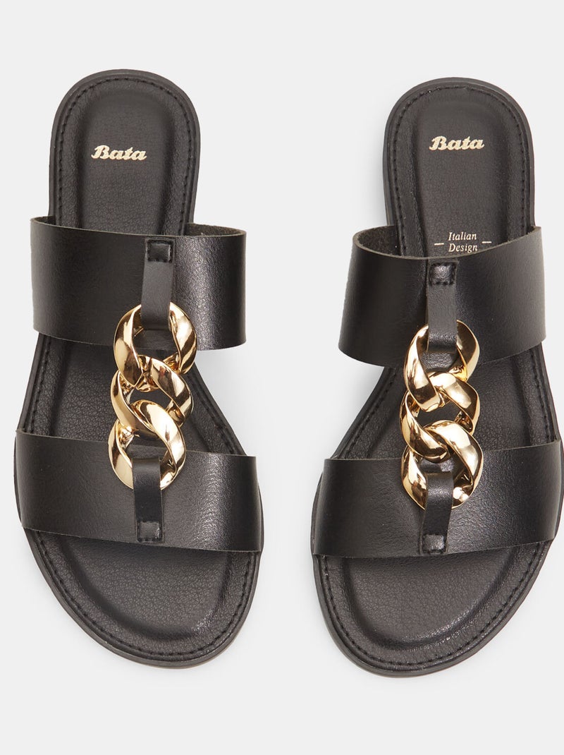 Mules plates avec chaîne BATA Noir - Kiabi