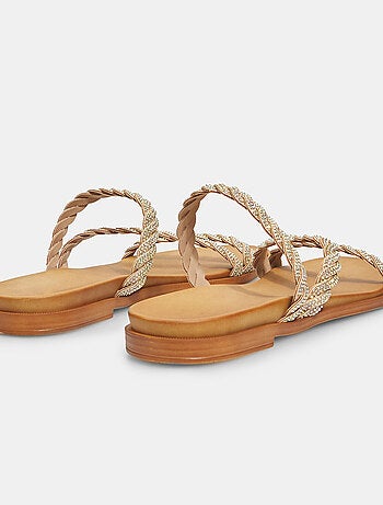 Mules plates avec lanières bijoux tressées BATA