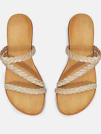 Mules plates avec lanières bijoux tressées BATA