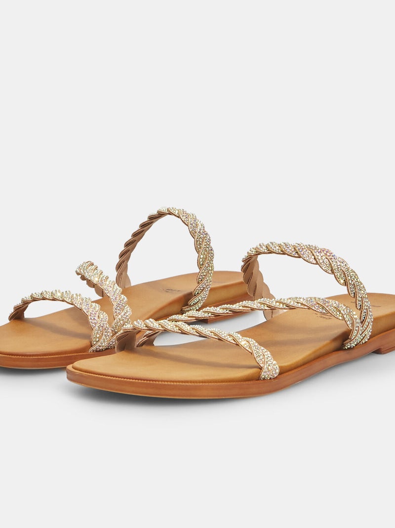 Mules plates avec lanières bijoux tressées BATA Beige - Kiabi