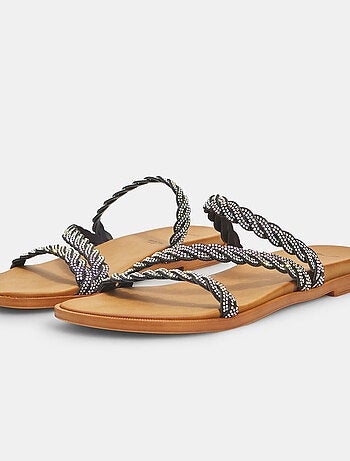 Mules plates avec lanières bijoux tressées BATA