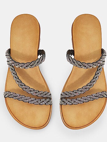 Mules plates avec lanières bijoux tressées BATA