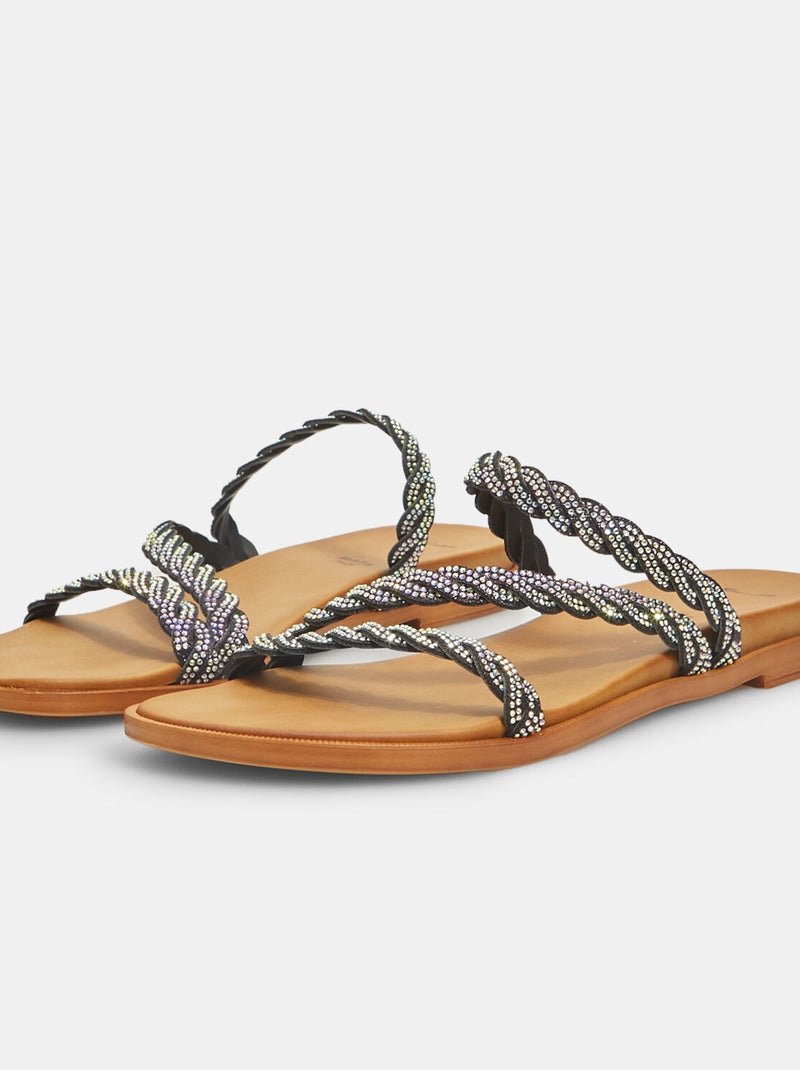 Mules plates avec lanières bijoux tressées BATA Noir - Kiabi