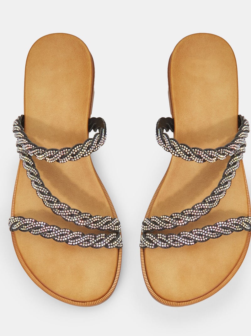 Mules plates avec lanières bijoux tressées BATA Noir - Kiabi