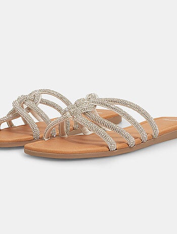 Mules plates avec lanières strassées BATA