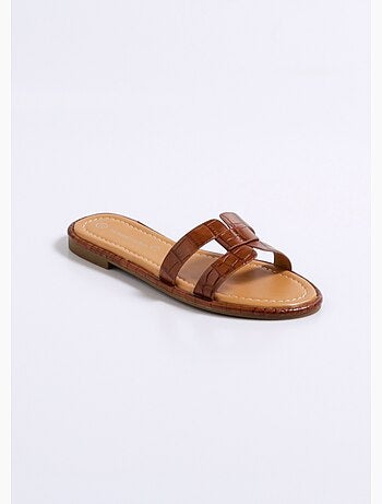 Mules plates chic façon croco - AFIBEL