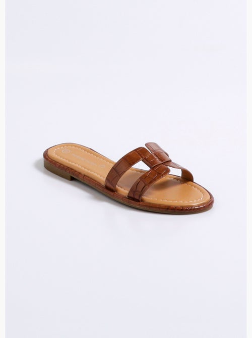 Mules plates chic façon croco - AFIBEL - Kiabi