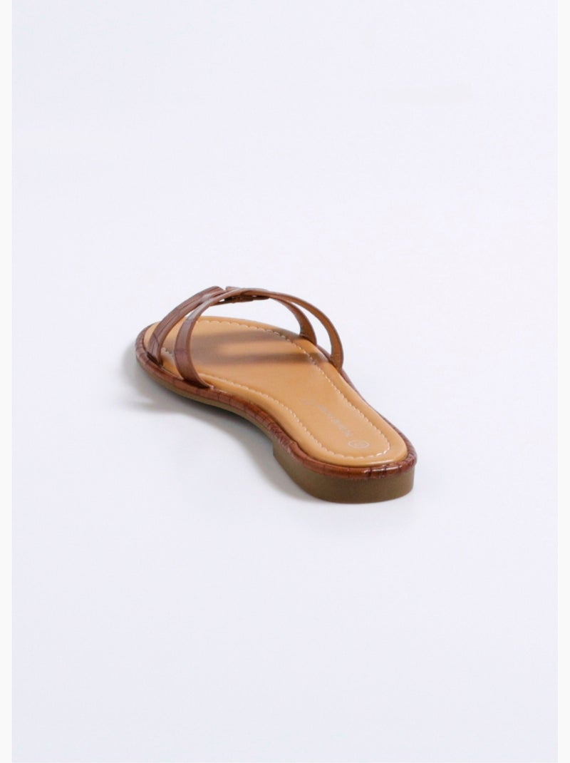 Mules plates chic façon croco - AFIBEL Camel - Kiabi