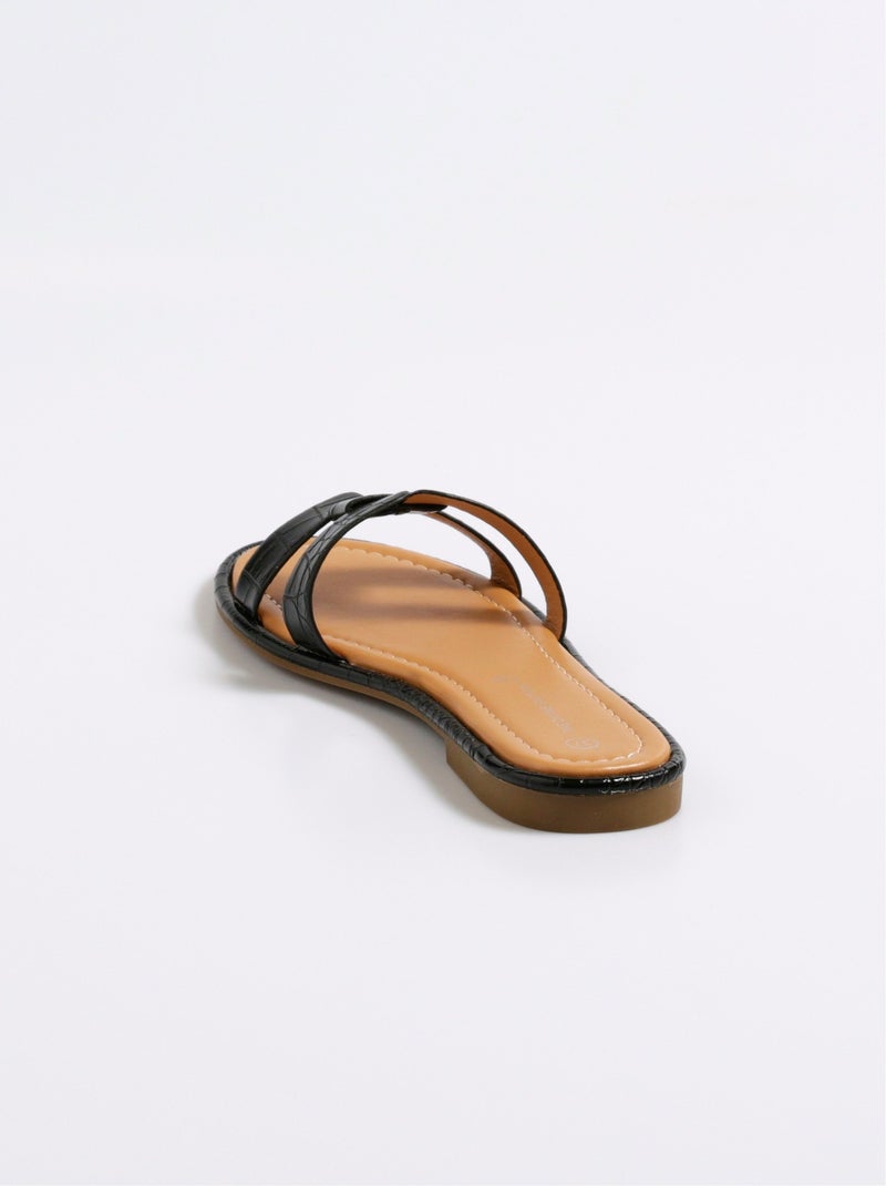Mules plates chic façon croco - AFIBEL Noir - Kiabi