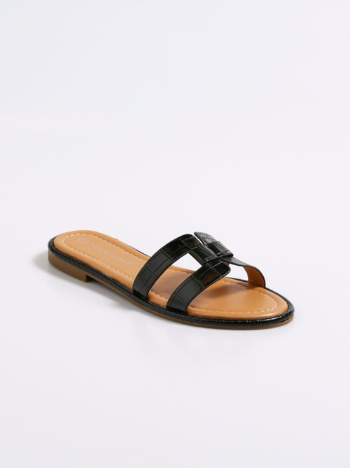Mules plates chic façon croco - Kiabi