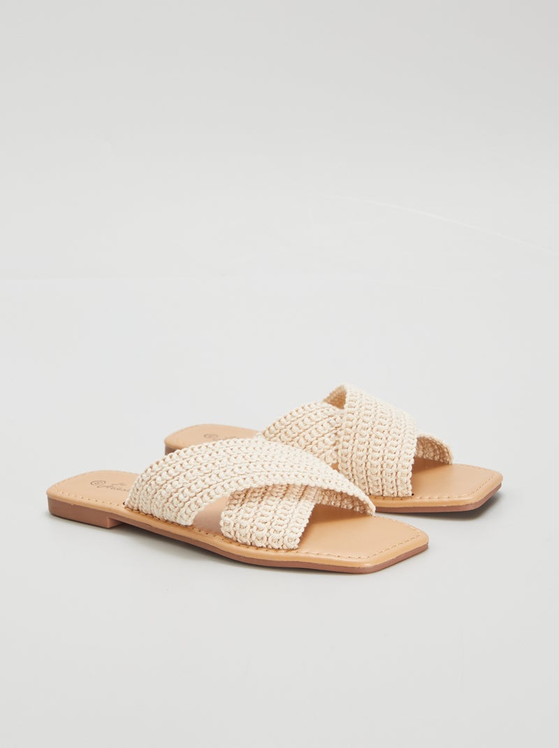 Mules plates en crochet Beige - Kiabi