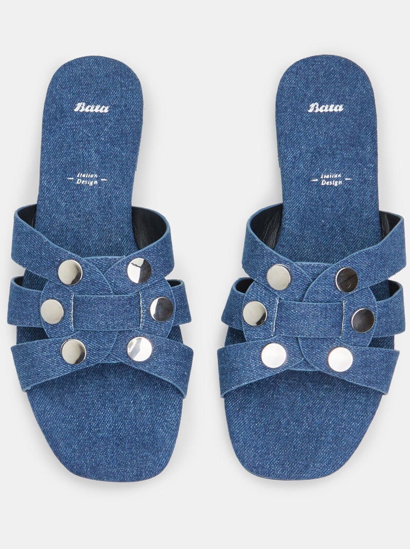 Mules plates en denim BATA Bleu - Kiabi