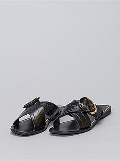 Mules plates texturé 'écailles' - Kiabi