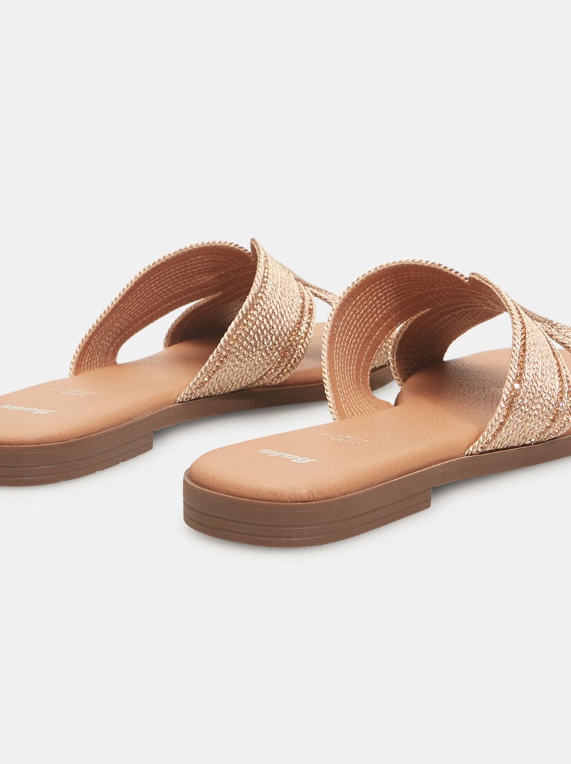 Mules plates tressées BATA Beige - Kiabi