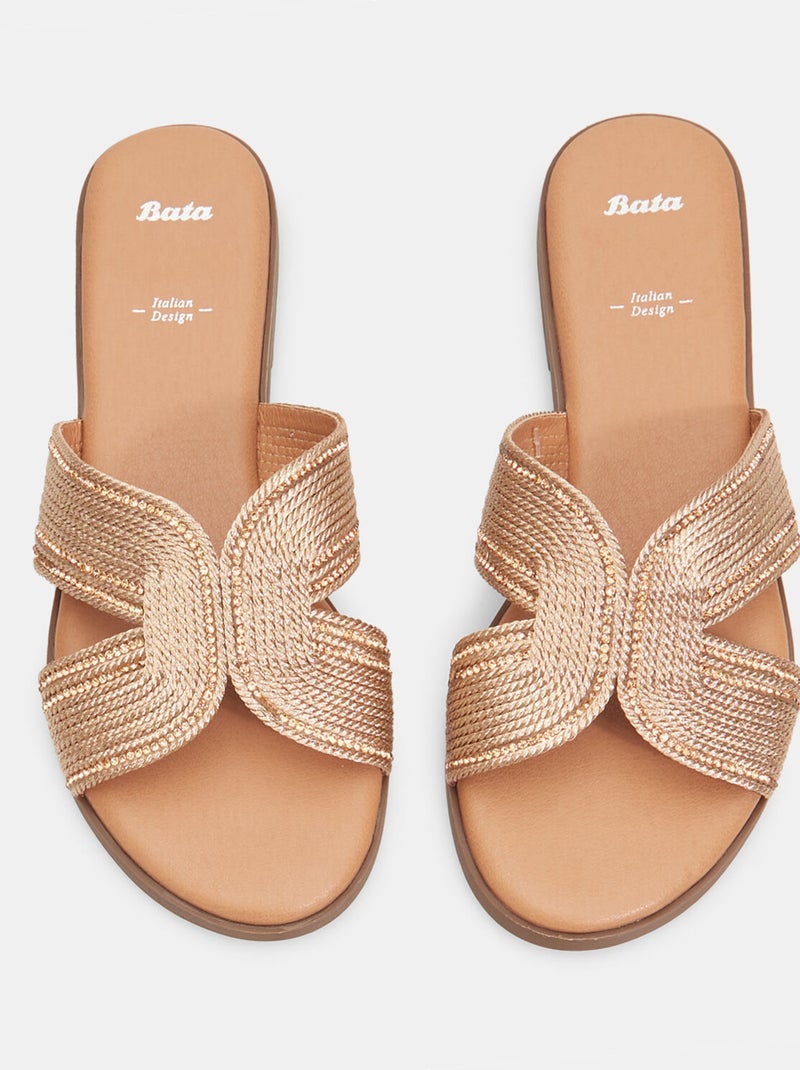 Mules plates tressées BATA Beige - Kiabi