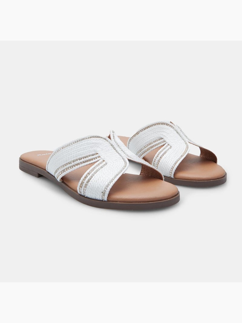 Mules plates tressées BATA Blanc - Kiabi