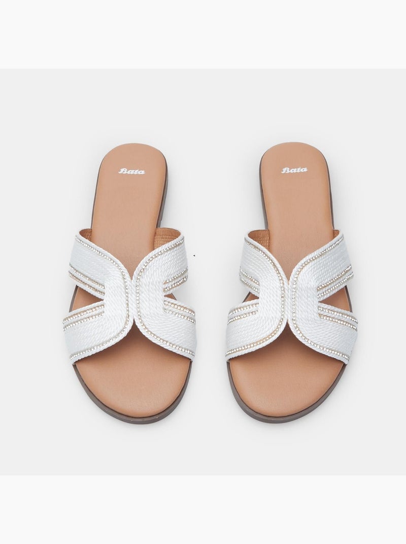 Mules plates tressées BATA Blanc - Kiabi