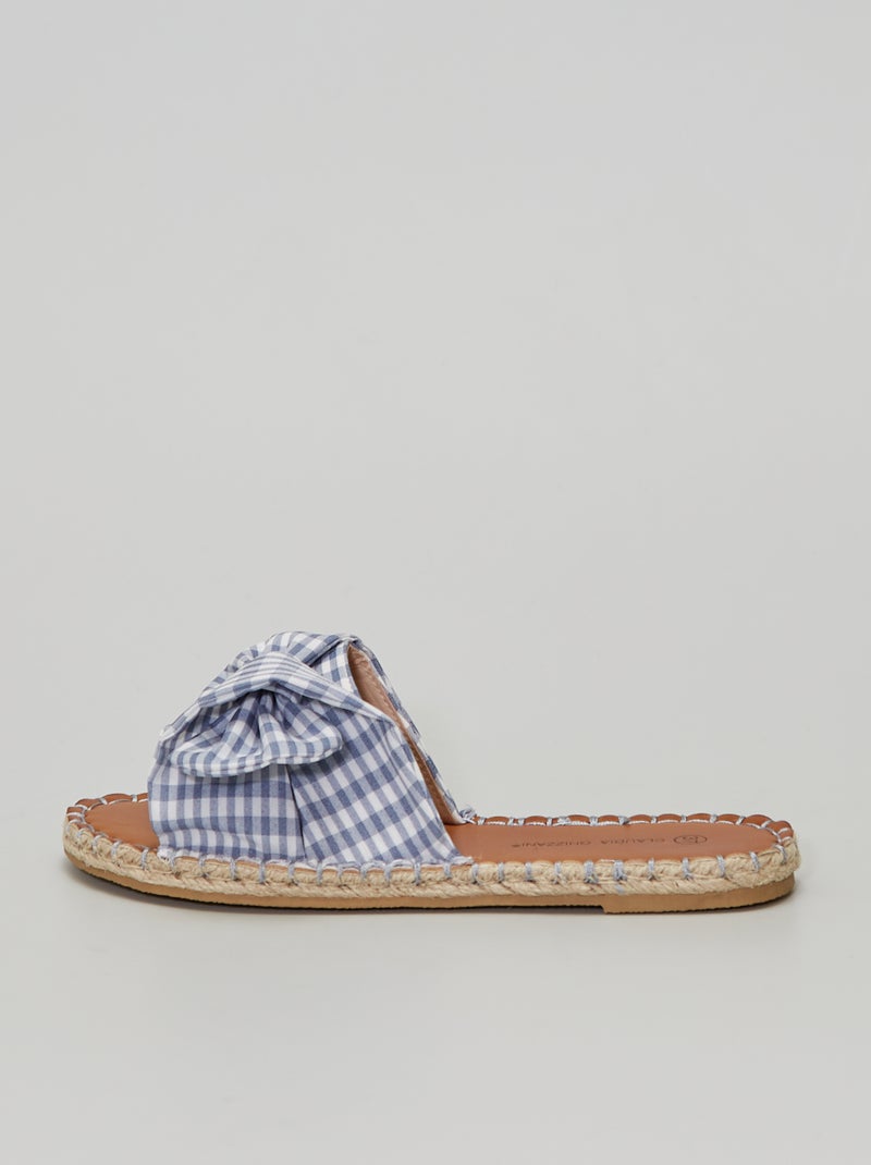 Mules plates 'vichy' bleu - Kiabi
