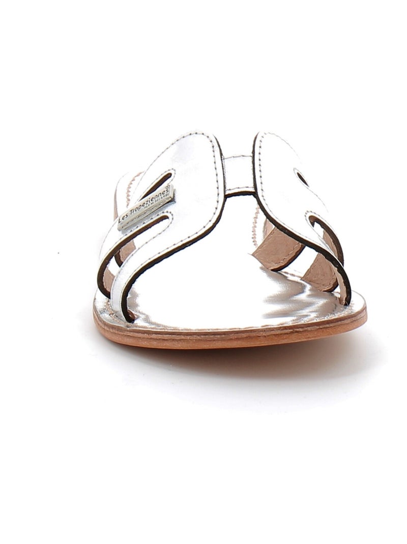 Mules Pour Femme en Cuir Damia Argent - Kiabi