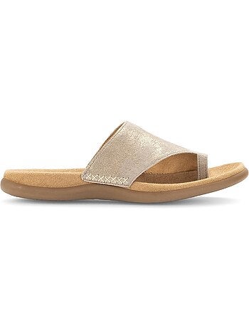 Mules reflets dorés en nubuck