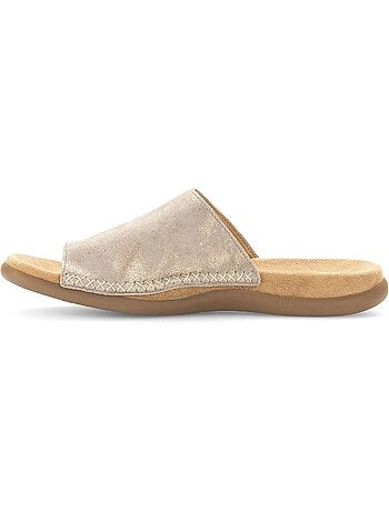Mules reflets dorés en nubuck