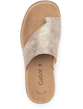 Mules reflets dorés en nubuck