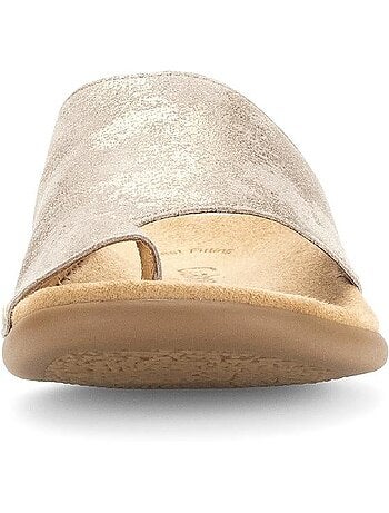Mules reflets dorés en nubuck