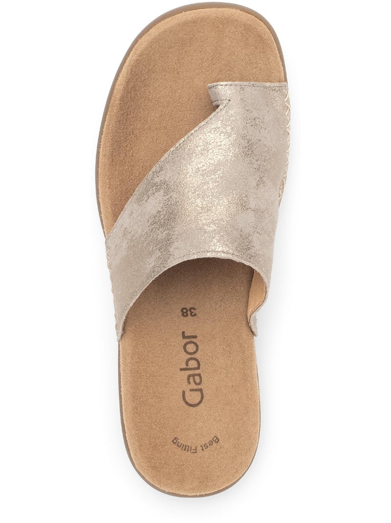 Mules reflets dorés en nubuck Beige - Kiabi
