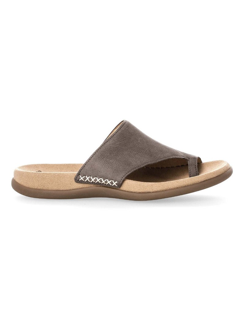 Mules s en cuir nubuk Marron - Kiabi