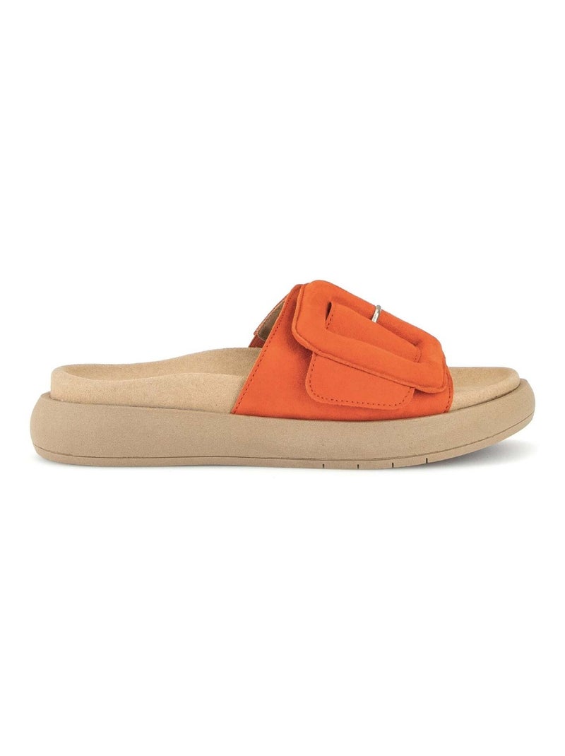 Mules s en cuir velours Orange - Kiabi