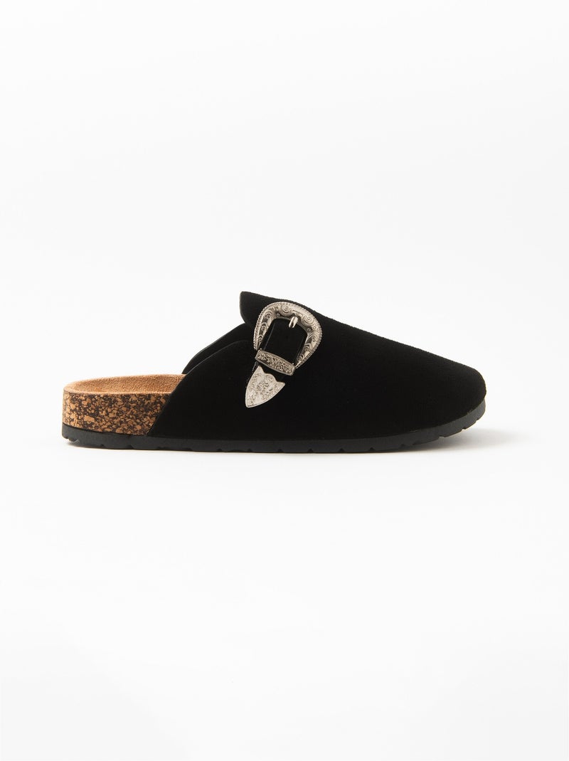 Mules sabot suédine avec boucle tendance - AFIBEL Noir - Kiabi