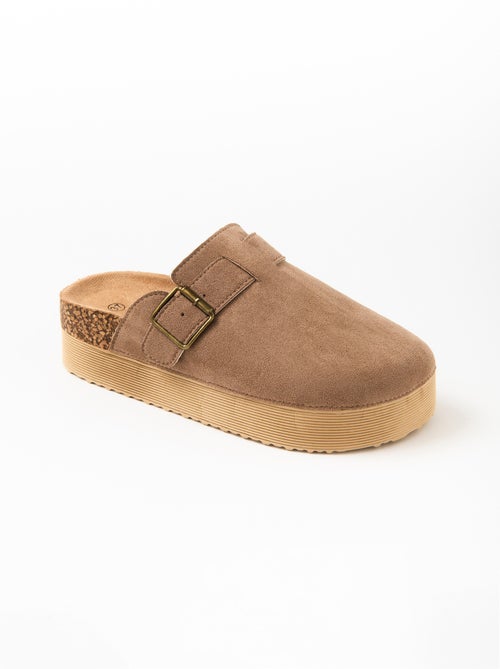 Mules sabot suédine semelle compensée - AFIBEL - Kiabi Mules sabot suédine semelle compensée - AFIBEL - Kiabi