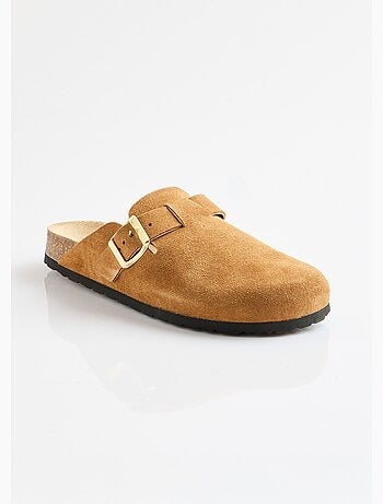Mules sabots croûte de cuir boucle réglable - afibel