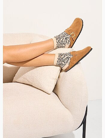 Mules sabots croûte de cuir boucle réglable - afibel