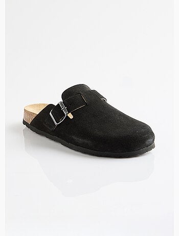 Mules sabots croûte de cuir boucle réglable - afibel