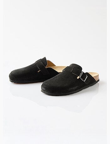Mules sabots croûte de cuir boucle réglable - afibel
