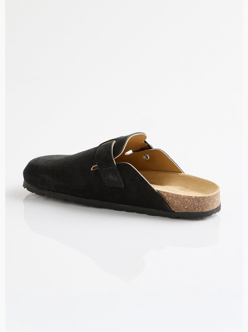 Mules sabots croûte de cuir boucle réglable - afibel Noir - Kiabi